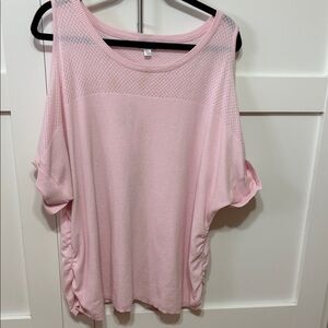 Avenue Soft Pink Mesh Women's Blouse